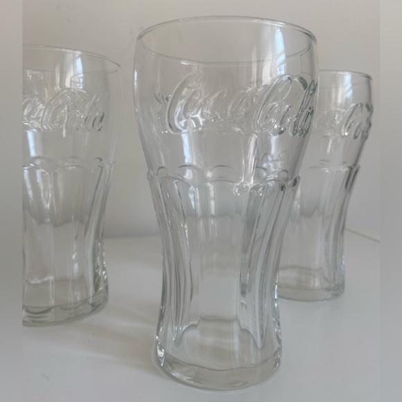 VTG Coca-Cola Classic Collectible Embossed Clear Drinking Glasses 16oz Set Of 3 - Picture 3 of 11